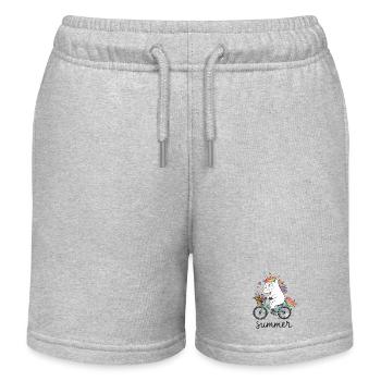 Einhorn auf dem Fahrrad - Kinder Organic Joggingshorts Mini Bolter von Stanley/Stella - Grau meliert - Vorne