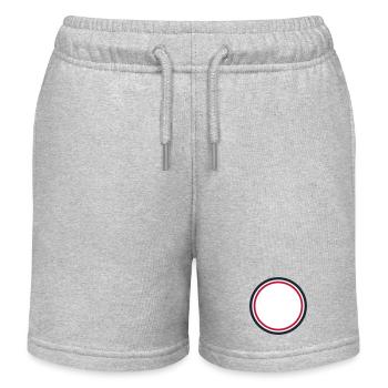 Circle Frame Red - Design your own custom text - Kids Organic Sweat Shorts by Stanley/Stella - heather grey - Front