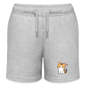 Kawaii Cute Orange Tabby Cat With Heart - Kids Organic Sweat Shorts by Stanley/Stella - heather grey - Front