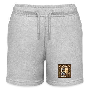 Baeckerei Shop Window Logo - Kids Organic Sweat Shorts by Stanley/Stella - heather grey - Front