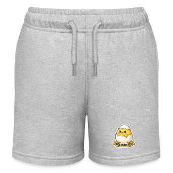 Cute Angry Chick In Egg Shell Cartoon - Kids Organic Sweat Shorts by Stanley/Stella - heather grey - Front