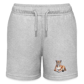 Mountain Lion Animal Lover Wildlife - Kids Organic Sweat Shorts by Stanley/Stella - heather grey - Front