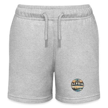 Retro Serbia Belgrade Fortress Badge - Kids Organic Sweat Shorts by Stanley/Stella - heather grey - Front