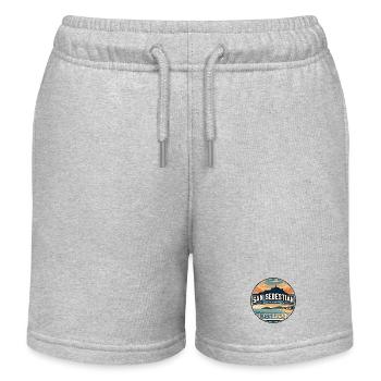 Retro San Sebastian La Concha Badge - Kids Organic Sweat Shorts by Stanley/Stella - heather grey - Front