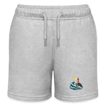 Leuchtturm über einer schwingenden Welle - Kinder Organic Joggingshorts Mini Bolter von Stanley/Stella - Grau meliert - Vorne
