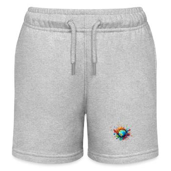 Planets / Solar System / Space / Galaxy - Kids Organic Sweat Shorts by Stanley/Stella - heather grey - Front
