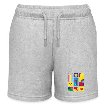 Bunte eins zum Geburtstag oder zur Grundschulzeit. - Kinder Organic Joggingshorts Mini Bolter von Stanley/Stella - Grau meliert - Vorne