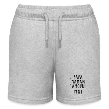 PAPA + MAMAN + AMOUR = MOI - Cadeau Mignon Enfants - Short de jogging enfant bio Stanley/Stella - gris chiné - Devant