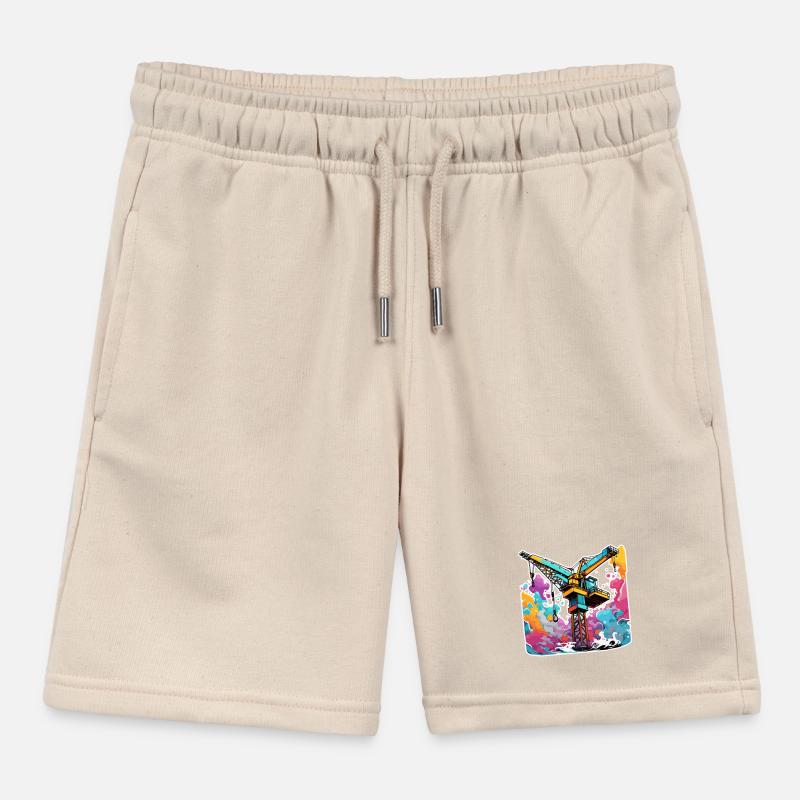 Crane / construction site / winch / crane system Kids Organic Sweat Shorts by Stanley/Stella