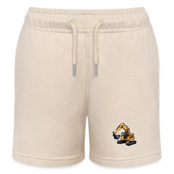 Excavator / construction site / machine /digging / shovel - Kids Organic Sweat Shorts by Stanley/Stella - soft Ecru - Front