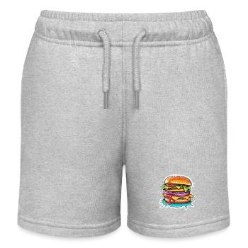 Burgers / Fast Food / Food / Buns / Beef - Kids Organic Sweat Shorts by Stanley/Stella - heather grey - Front