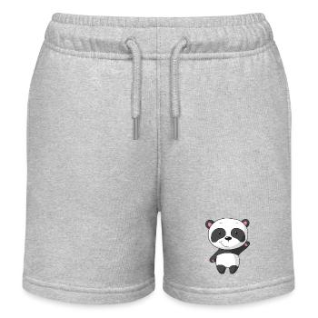 Winkender Comic Panda - Kinder Organic Joggingshorts Mini Bolter von Stanley/Stella - Grau meliert - Vorne