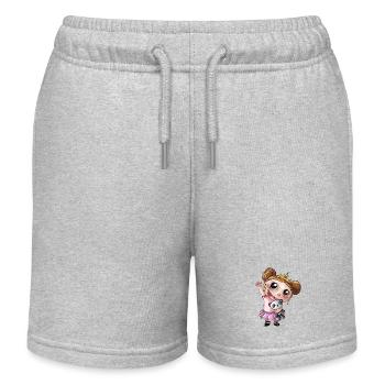 Agitant la fille de dessin animé avec panda - Short de jogging enfant bio Stanley/Stella - gris chiné - Devant