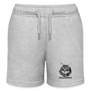 Purrfect Cat Chill Mode - Kids Organic Sweat Shorts by Stanley/Stella - heather grey - Front