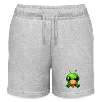 alien green big eyes fast food hamburger - Kids Organic Sweat Shorts by Stanley/Stella - heather grey - Front