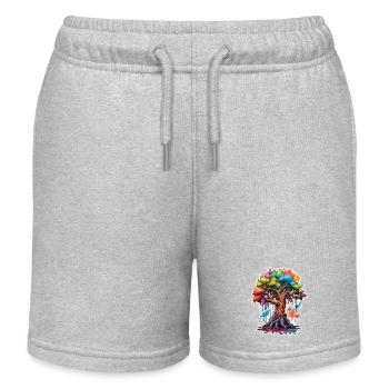 Arbre / Nature / Terre / Écorce / Racines / Feuilles - Short de jogging enfant bio Stanley/Stella - gris chiné - Devant
