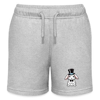 Lapin blanc avec un chapeau et nœud papillon - Short de jogging enfant bio Stanley/Stella - gris chiné - Devant