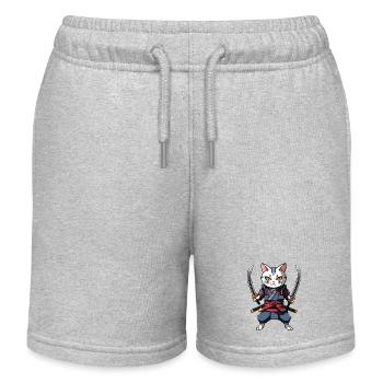 Samurai-Katze #33 - Kinder Organic Joggingshorts Mini Bolter von Stanley/Stella - Grau meliert - Vorne