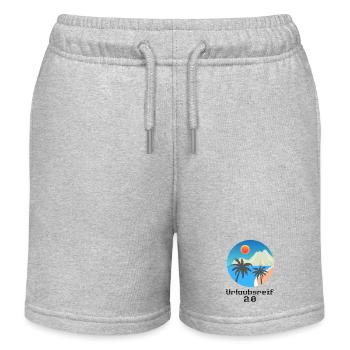 Urlaubsmotiv mit Palmen und Insel, Urlaubsreif 2.0 - Kinder Organic Joggingshorts Mini Bolter von Stanley/Stella - Grau meliert - Vorne