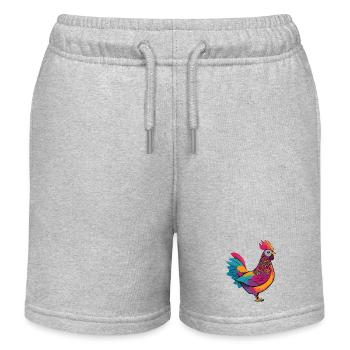 Cute and colorful hen - Kids Organic Sweat Shorts by Stanley/Stella - heather grey - Front