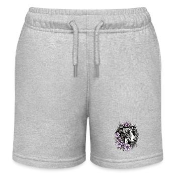 Niedlicher Windhund im Ruhestand - Kinder Organic Joggingshorts Mini Bolter von Stanley/Stella - Grau meliert - Vorne