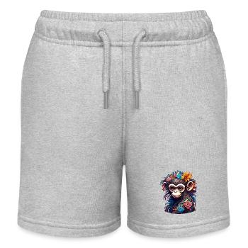 Süßer Affe / Affenmädchen / niedlich /Haarschleife - Kinder Organic Joggingshorts Mini Bolter von Stanley/Stella - Grau meliert - Vorne