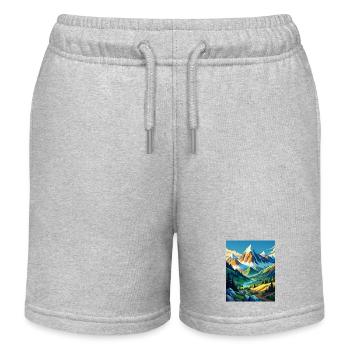 Bergschönheit mit Bäumen und einem Fluss - Kinder Organic Joggingshorts Mini Bolter von Stanley/Stella - Grau meliert - Vorne