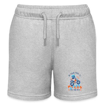 Né pour faire du motocross avec mon papa - Short de jogging enfant bio Stanley/Stella - gris chiné - Devant