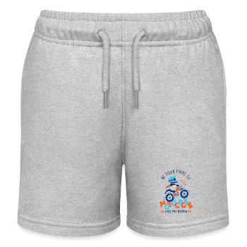 Né pour faire du motocross avec ma maman - Short de jogging enfant bio Stanley/Stella - gris chiné - Devant