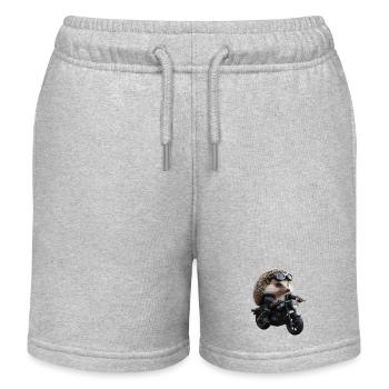Biker hedgehog - Kids Organic Sweat Shorts by Stanley/Stella - heather grey - Front