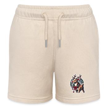 Rentier mit Weihnachtskranz - Kinder Organic Joggingshorts Mini Bolter von Stanley/Stella - Natur - Vorne