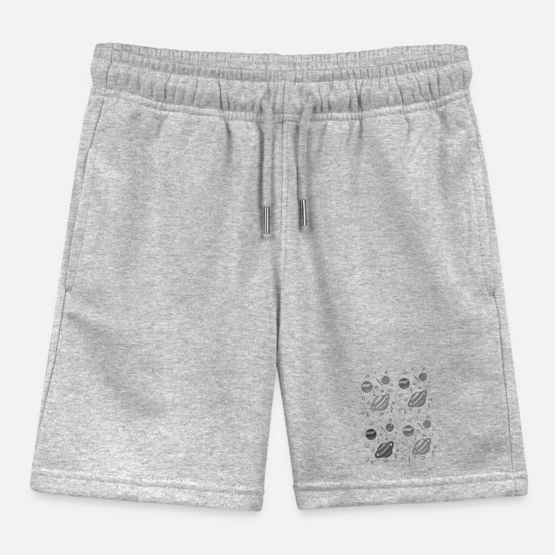 Planet pattern grayscale Kids Organic Sweat Shorts by Stanley/Stella