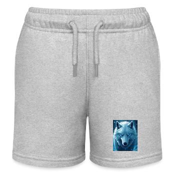 Anime Snow Wolf - Kids Organic Sweat Shorts by Stanley/Stella - heather grey - Front