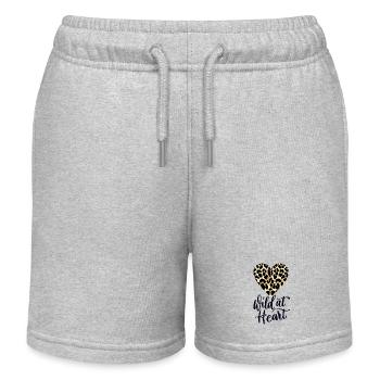 Wild at Heart. Leopard print - Kids Organic Sweat Shorts by Stanley/Stella - heather grey - Front