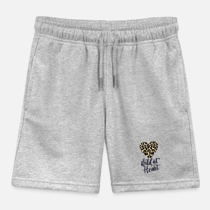 Wild at Heart. Leopard print Kids Organic Sweat Shorts by Stanley/Stella