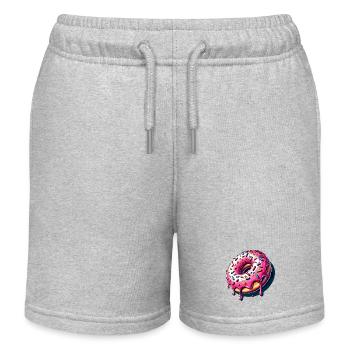 Un beignet avec des pépites colorées et un glaçage rose - Short de jogging enfant bio Stanley/Stella - gris chiné - Devant