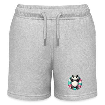 A relaxed panda on a swimming ring - Kids Organic Sweat Shorts by Stanley/Stella - heather grey - Front