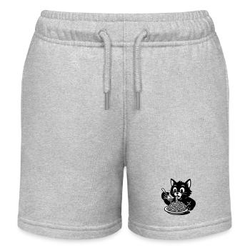 Cat Eats Spaghetti Meme - Kids Organic Sweat Shorts by Stanley/Stella - heather grey - Front