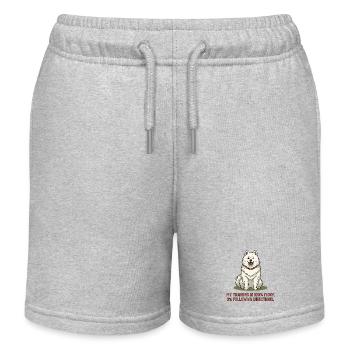 Mon entraînement : 100 % pelucheux, 0 % suivre les instructions - Short de jogging enfant bio Stanley/Stella - gris chiné - Devant