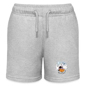 Drei lustige Geister, eine schwarze Katze und ein lächelnder Kürbis - Kinder Organic Joggingshorts Mini Bolter von Stanley/Stella - Grau meliert - Vorne