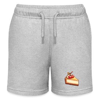 Pixel Cheesecake with Cherry - Kids Organic Sweat Shorts by Stanley/Stella - heather grey - Front