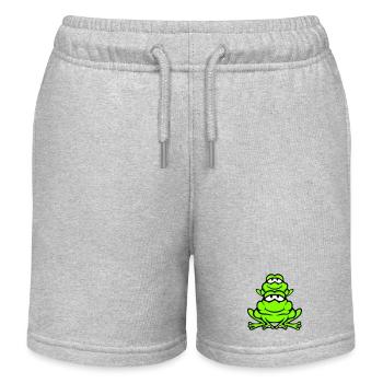 Frosch Kind Familie Papa Mama Huckepack Vatertag - Kinder Organic Joggingshorts Mini Bolter von Stanley/Stella - Grau meliert - Vorne