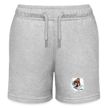 Tiger Ski Skiing - Kids Organic Sweat Shorts by Stanley/Stella - heather grey - Front