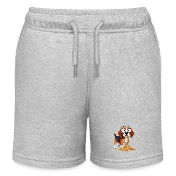 Cute Beagle with Spaghetti Clumsy Cartoon Food - Kids Organic Sweat Shorts by Stanley/Stella - heather grey - Front