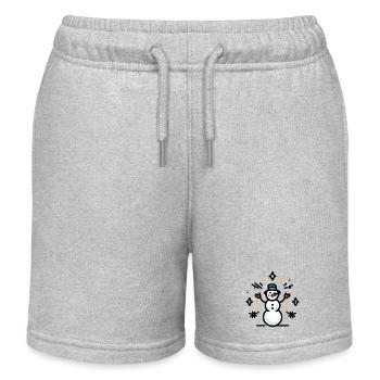 Bonhomme de neige avec des étincelles paillettes - Short de jogging enfant bio Stanley/Stella - gris chiné - Devant
