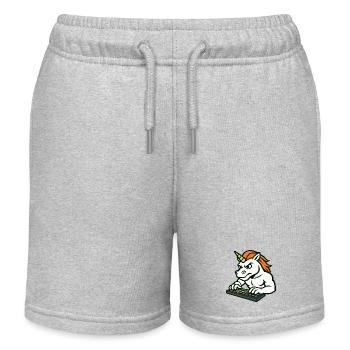 Unicorn DJ Mascot Making Beats on Pad - Kids Organic Sweat Shorts by Stanley/Stella - heather grey - Front