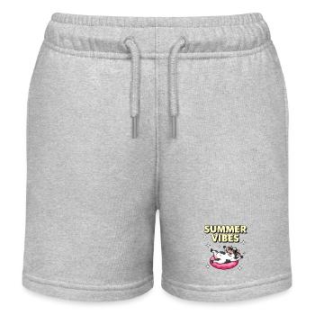 Ambiances estivales, vache relaxante - Short de jogging enfant bio Stanley/Stella - gris chiné - Devant