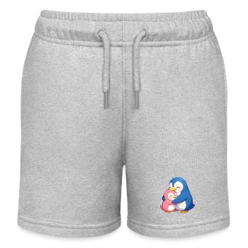 Kuschelpinguine Umarmung - Kinder Organic Joggingshorts Mini Bolter von Stanley/Stella - Grau meliert - Vorne