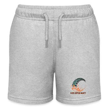 E-MTB Defying Gravity Flame Tire - Kids Organic Sweat Shorts by Stanley/Stella - heather grey - Front