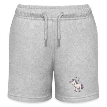 Süßes Pony mit Schmetterlingen - Kinder Organic Joggingshorts Mini Bolter von Stanley/Stella - Grau meliert - Vorne